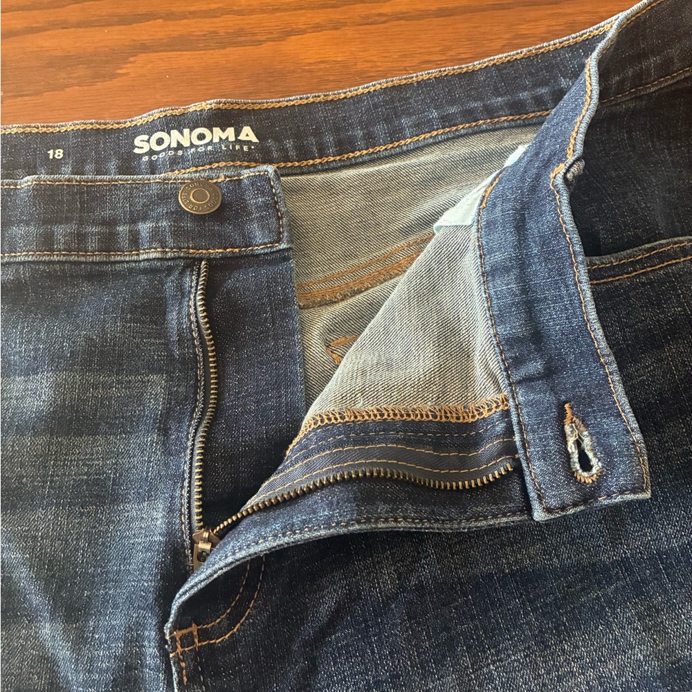 Sonoma Women's Boyfriend Denim Jeans Pants Distressed High Rise Straight Plus 18 - Picture 7 of 14